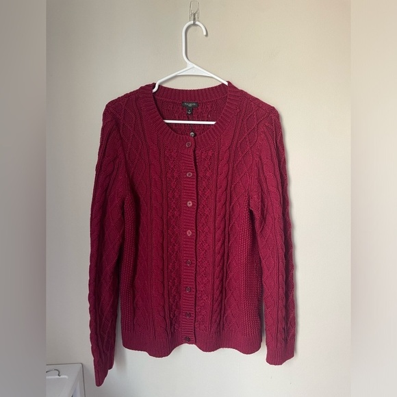 Talbots Berry Red Cable Knit Sweater Size X New with tags - Picture 1 of 7